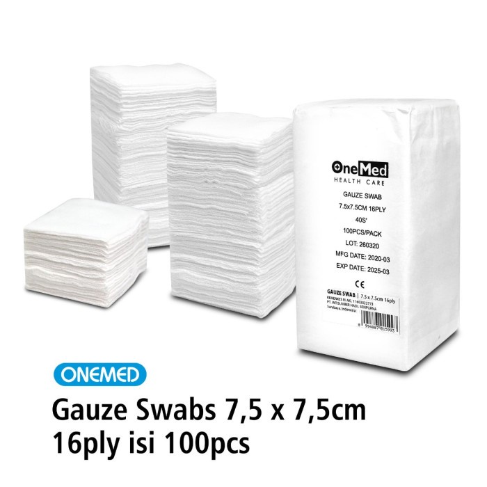 Kasa Lipat Gauze Swabs 7,5x7,5cm 16ply OneMed Pak isi 100 OJ