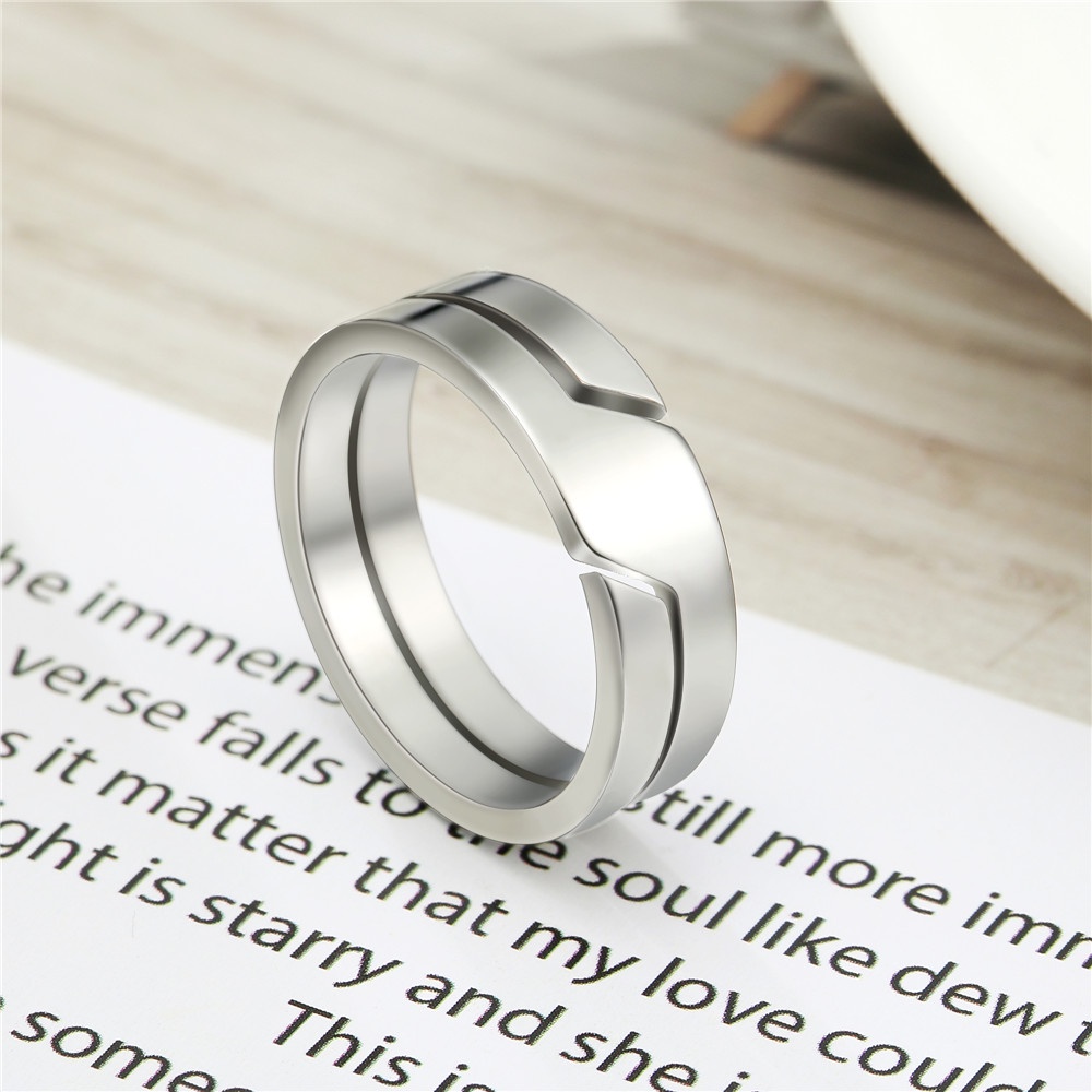 Fashion Simple Stainless Steel Hollow Lines Couple Rings for Men Women