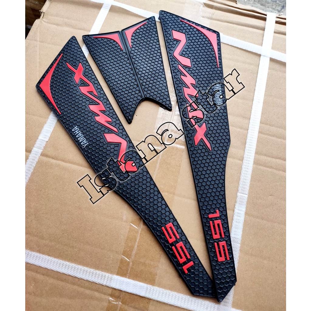 TANKPAD YAMAHA NMAX OLD/LAMA BAHAN KARET PREMIUM  PLUS COVER KUNCI PLUS COVER TANGKI MERAH CNC