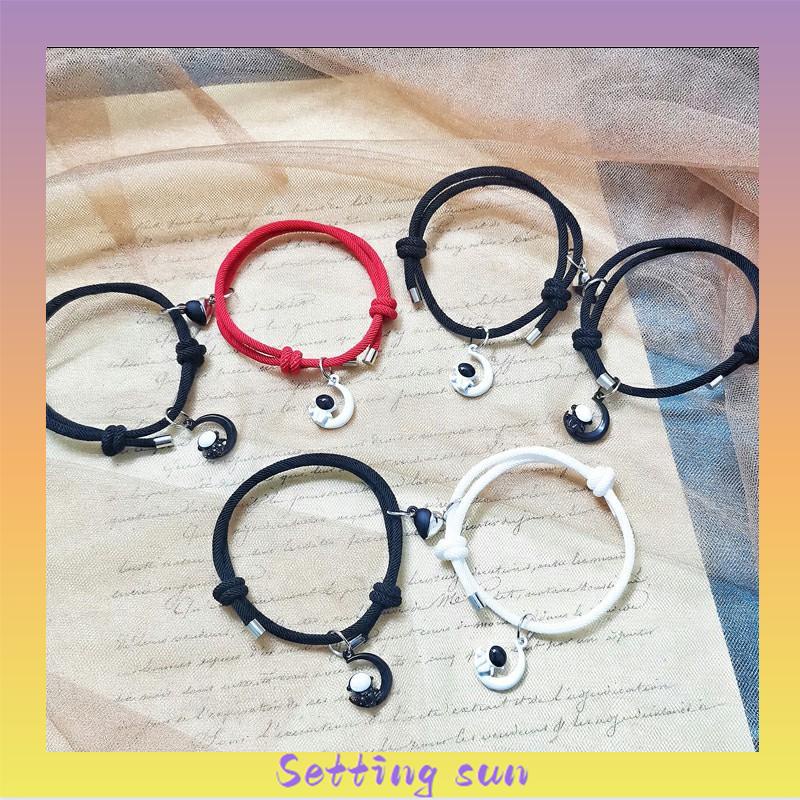 2Pcs Gelang Magnetik Pasangan Astronaut Uniseks Bintang Hadiah Perhiasan Fashion TN