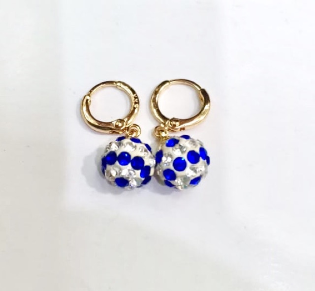 Anting wanita anting bola disco lapis emas