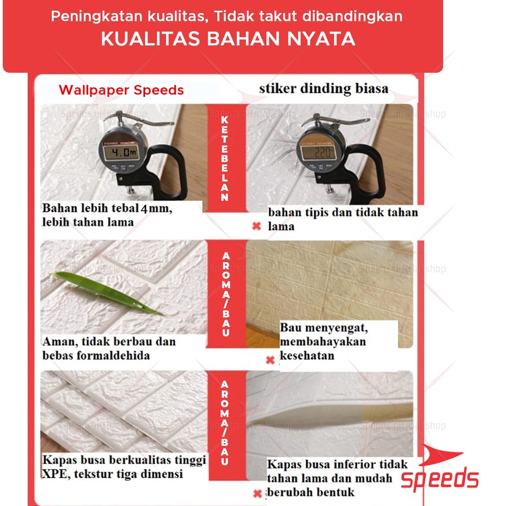 SPEEDS Perekat wallpaper dinding 3d stiker hiasan putih bata wallpaper busa dinding kamar 205-11-7