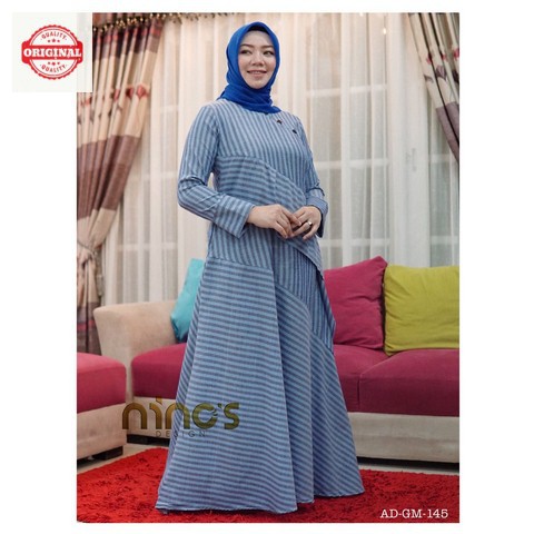 Maxi Dress Muslimah Chic Simpel Lurik GM145 by Ninos