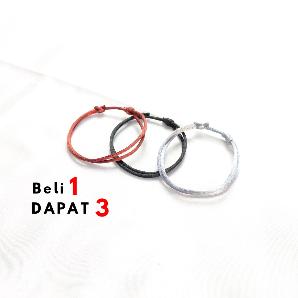 Gelang Simpel Polos Satin Gelang Tali Hitam Persahabatan Gelang Single Couple Pria Wanita Unisex Mur