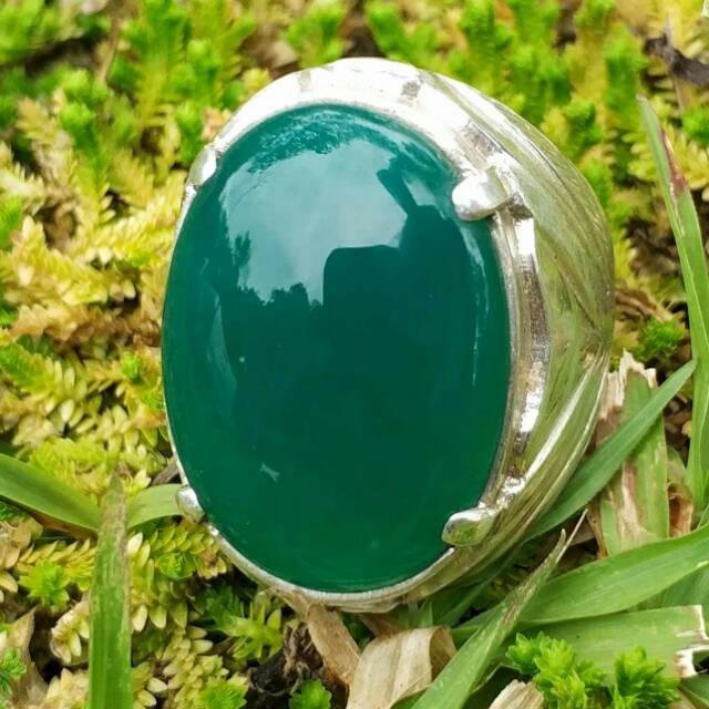 Bacan gulao kristal ring perak murni