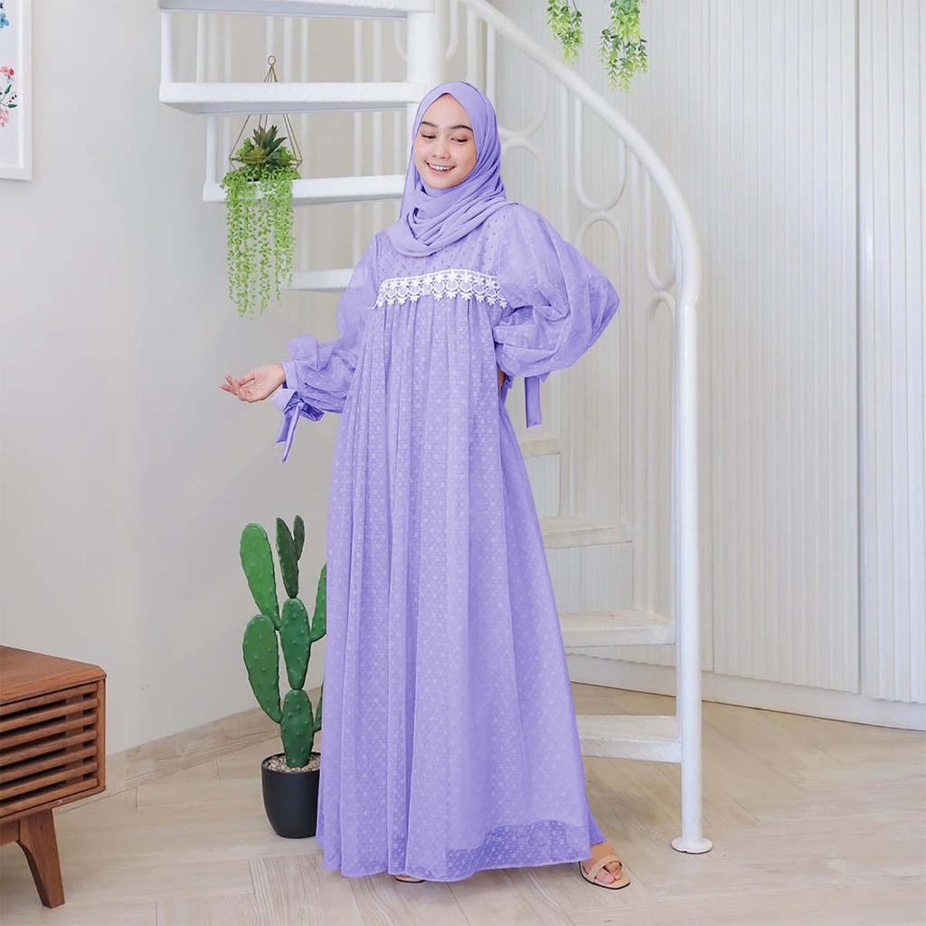 Ivora Dress / dress muslim / gamis dewasa / gamis wanita / gamis kondangan / gamis lilac / korean
