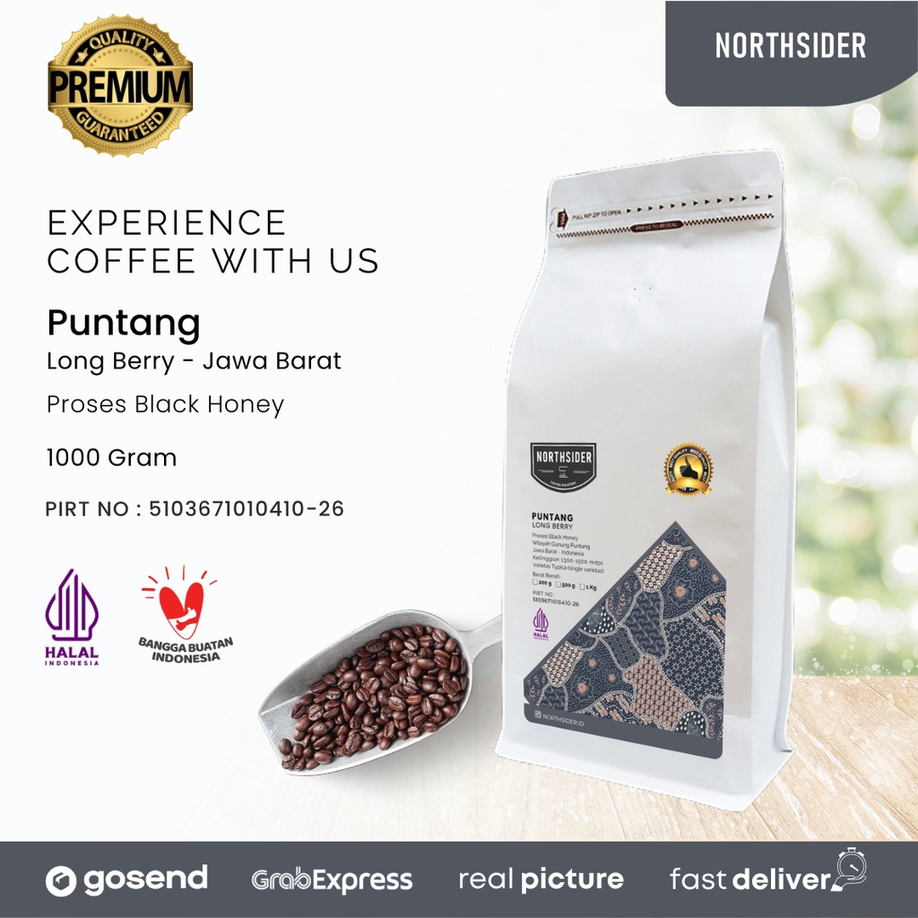 BIJI KOPI ARABIKA PUNTANG LONG BERRY BLACK HONEY 1KG NORTHSIDER COFFEE