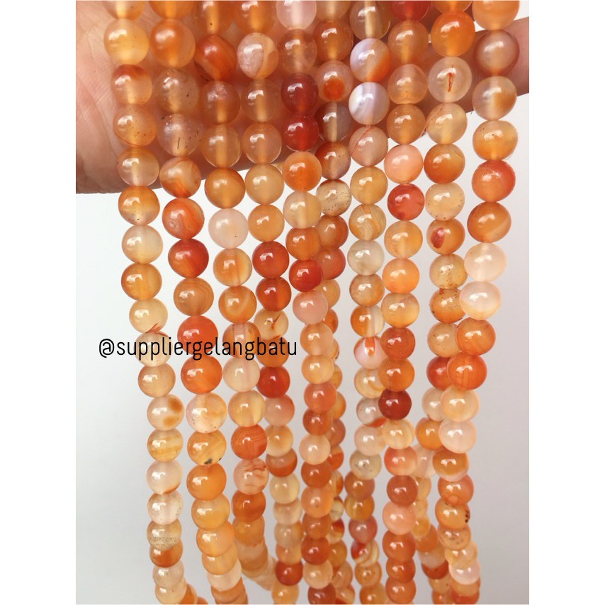 Carnelian Putih Orange Natural Stone Batu Perhiasan Fashion 8mm Akik Bacan Renteng Natural Akik bead