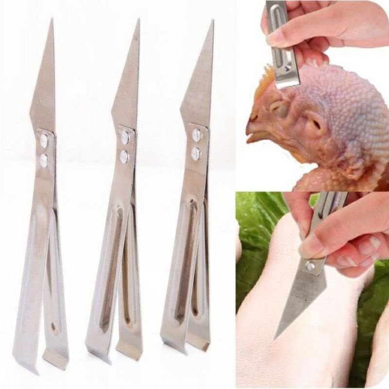 ALAT PENCABUT BULU AYAM 2IN1 STAINLESS / PINSET PENCABUT BULU AYAM TULANG IKAN / PISAU DAPUR PEMBERSIH BULU AYAM DAPUR