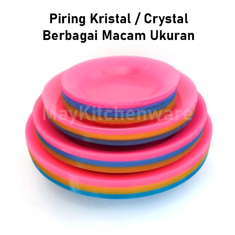 Piring Kristal Crystal Plastik Pisin Makan Murah Bahan Plastic Tatakan Pot Bulat Murah Tebal Kecil