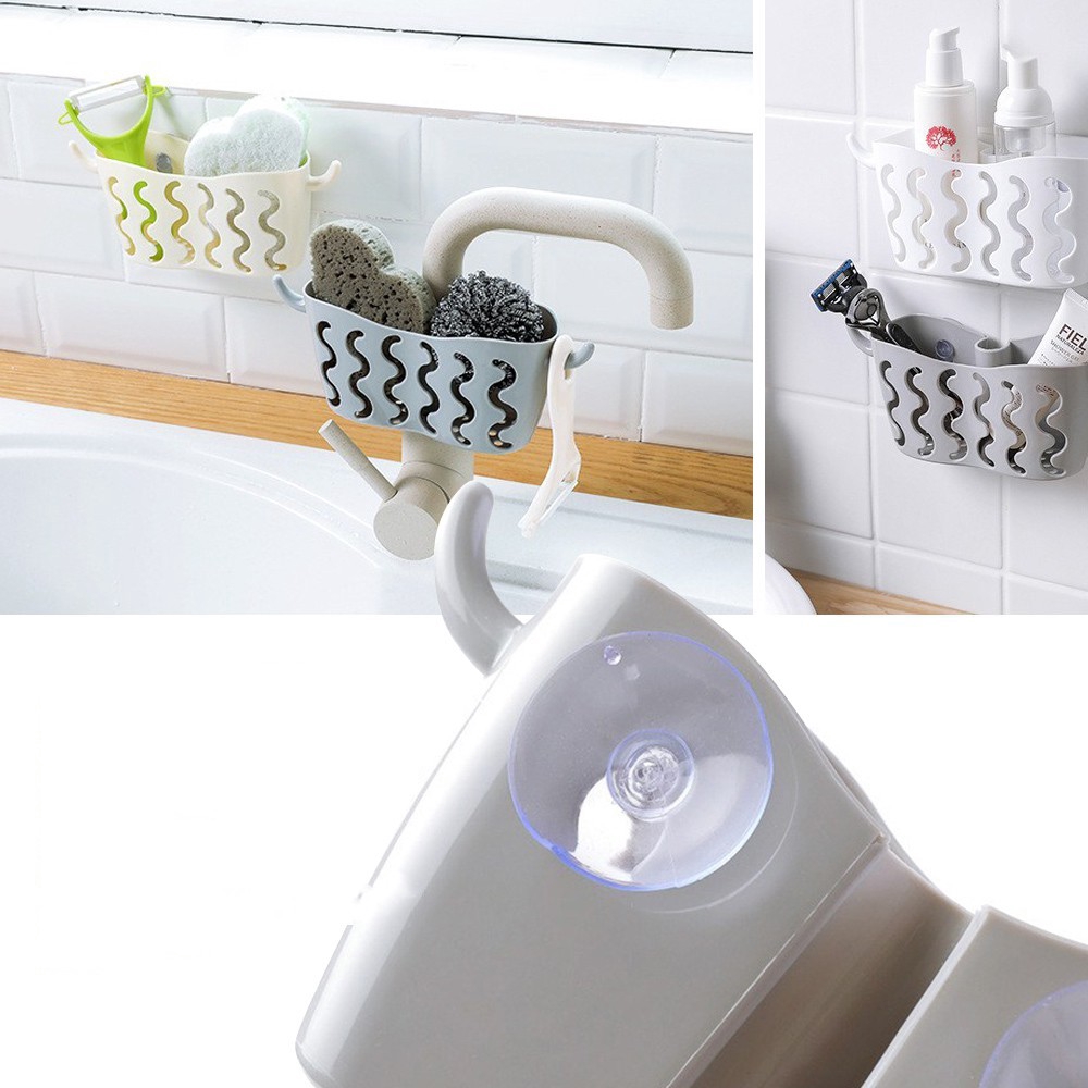 Kitchen  Sink Strainer Drain / Punch-free Suction Cup Storage Hanging Basket / Dish Cloths Rack / Vegetable Fruit Drainer Filter Shelf