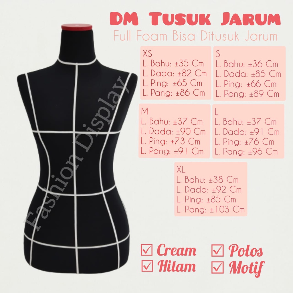 Manekin Tusuk Jarum Full Foam Polos  Manekin Jahit Patung Manekin Dm Dewasa Tusuk Jarum Polos (BH)