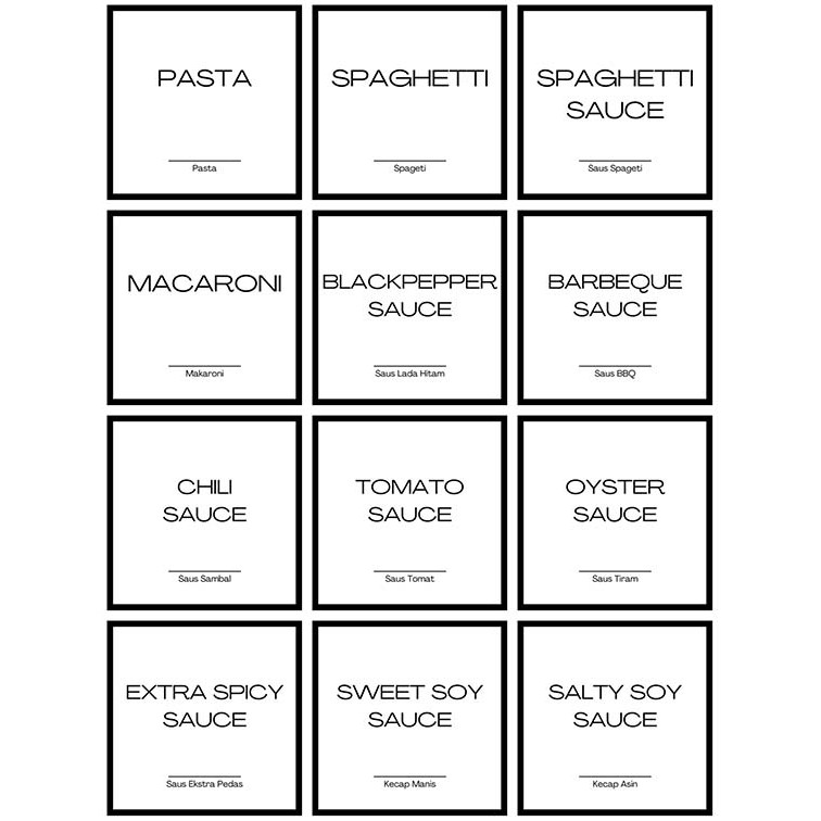 

Sticker Waterproof Bumbu Dapur & Bahan Makanan - Part 2 - Sticker C