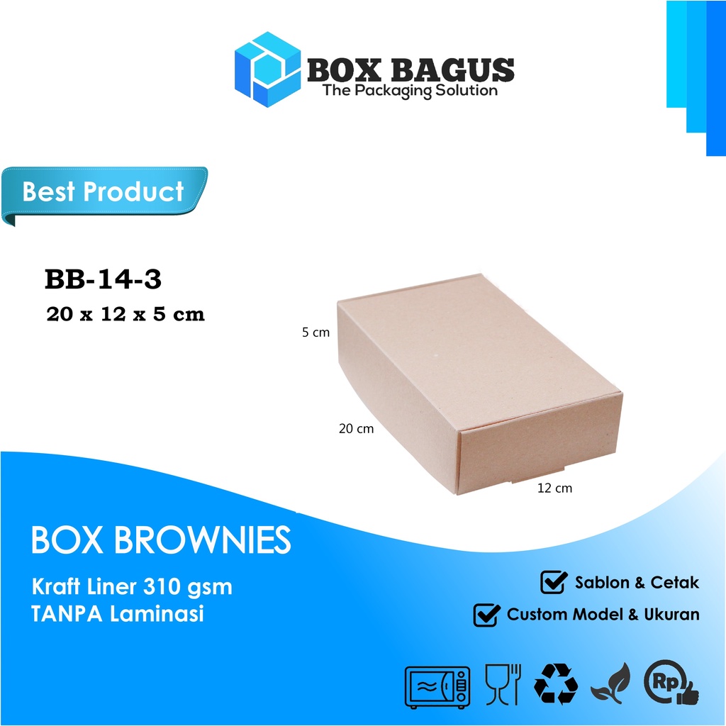 BOX DUS 20x12x5 KRAFT 310 GSM - KOTAK HAMPERS KUE BROWNIES ROTI BOLEN SNACK