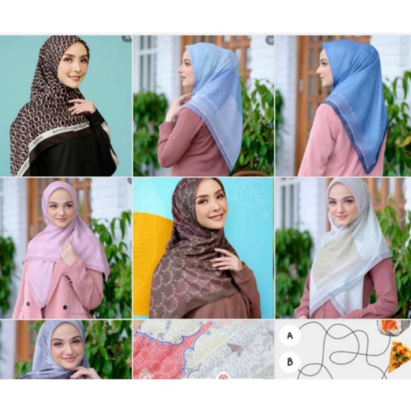 Mandjha Free Box Ivan Gunawan Fashion Scarf Motif Beauty Silhoutte Blue, Produksi Juga Beauty Silhou