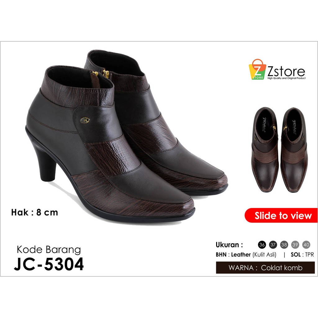 Diskon (ATM) High Heels Boots Wanita Original Leather JK Collection Terkini Termuurah 2026