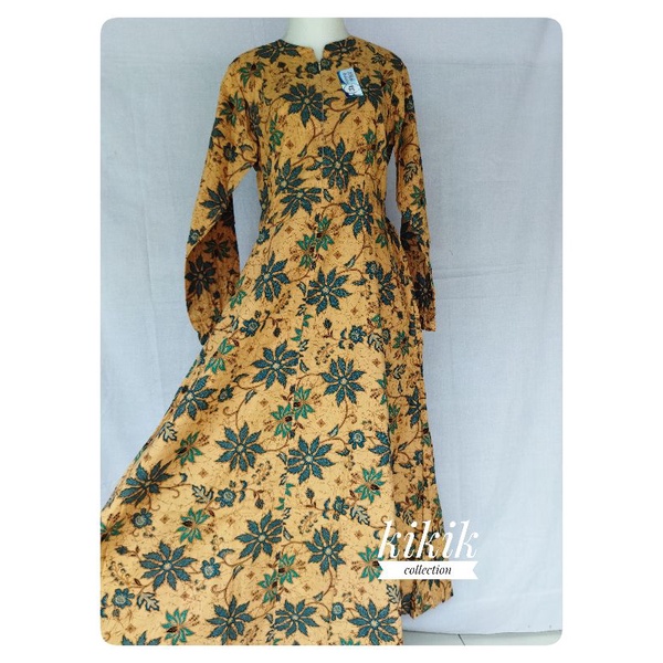 Gamis Katun Motif Batik Tradisional Long Dress Murah Adem Pakaian Muslim Wanita Modern Fashion Remaj