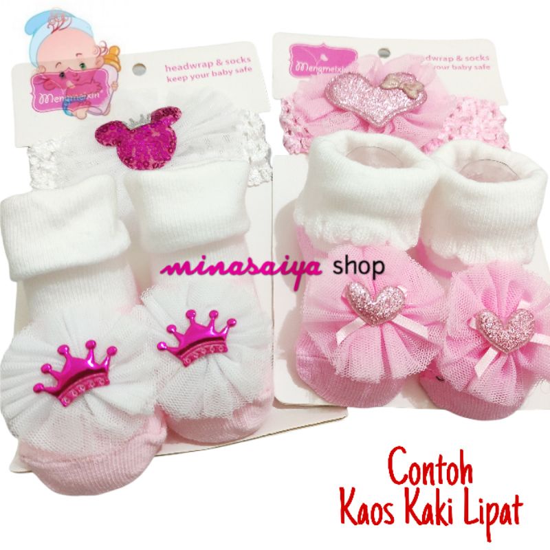 Bandana Bayi dan Kaos Kaki Bayi Perempuan Set 2 in 1