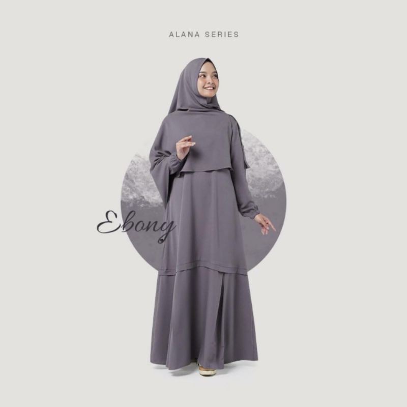Set Gamis+Khimar Syari | Alana Series - Ebony | Jamise syari