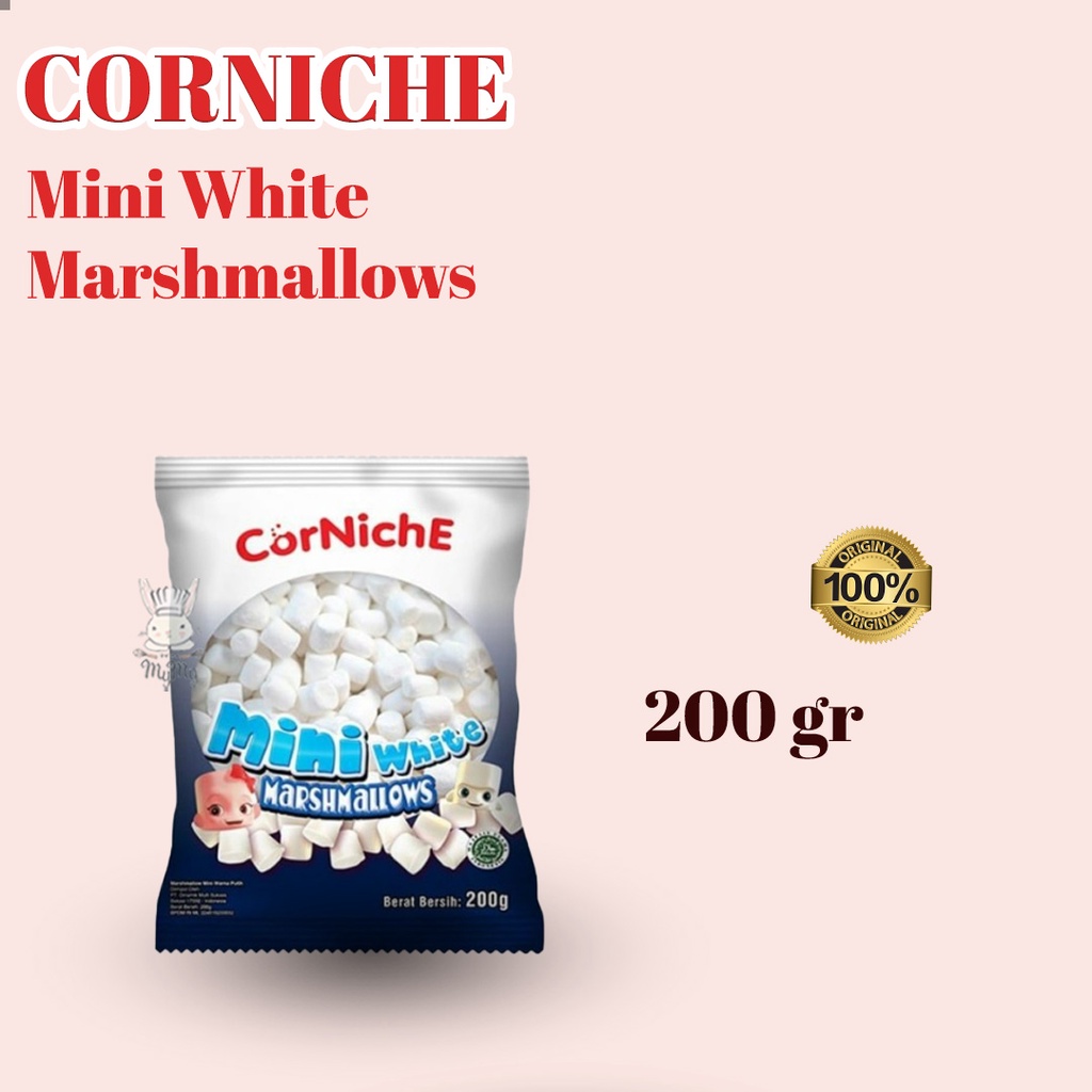 

Corniche mini white marshmallow 200gr | permen masmelow