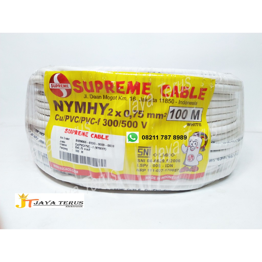 Kabel Supreme NYMHY 2x0,75 Roll Original Serabut SNI per METER