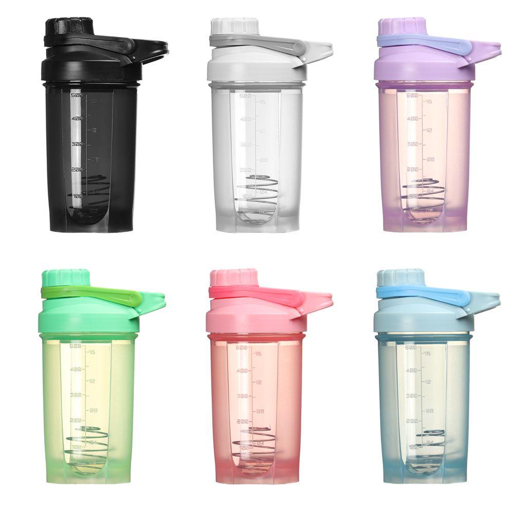 Chookyy 500ml Nutrition Shaker Bottle Kapasitas Besar Portable Dengan Kawat Whisk Ball Botol Minum