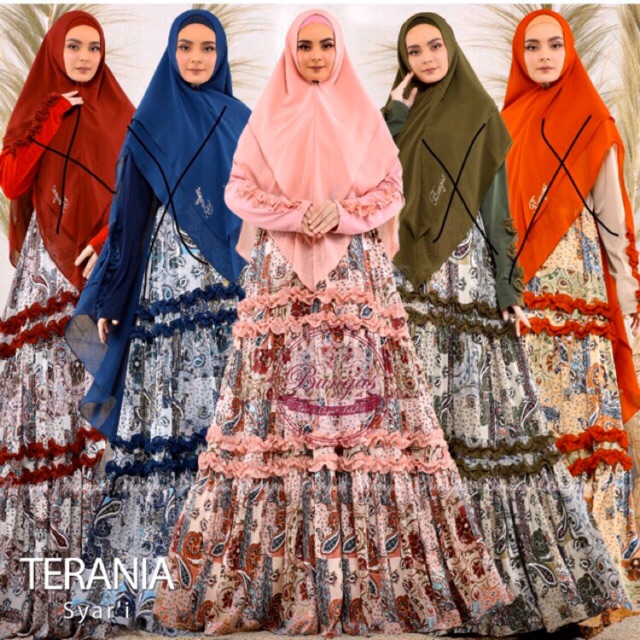Terania syari/bungas/ori/baju gamis/gamis syari/hijab syari/pink/ready