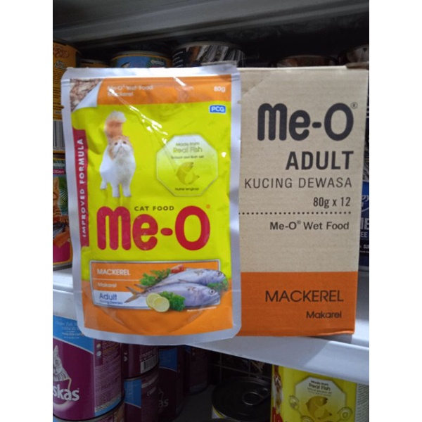 makanan kucing meo pouch makarel adult 1box/12pics makanan sachet kucing