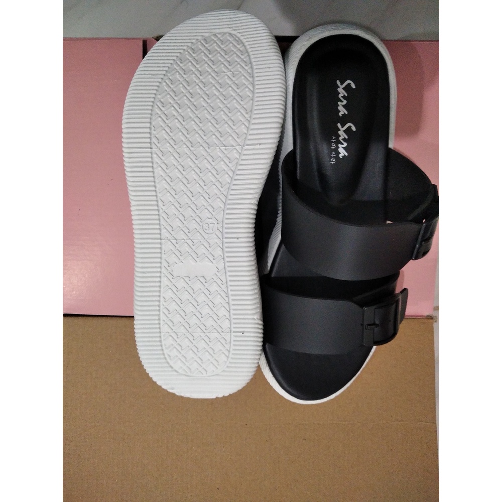 SARASARA JEAN Size 36-40 Sandal Selop Casual Wanita Sendal Slop Cewek Dua Ban Sandal Platform Wanita