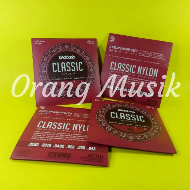 Senar Gitar Nylon D'Addario EJ 27N Clear Nylon