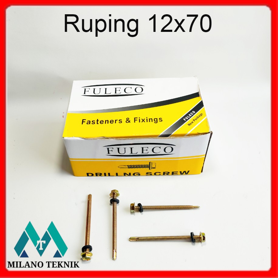 Baut Ruping 12x70 / isi 50pcs self drilling screw / Baut Karet