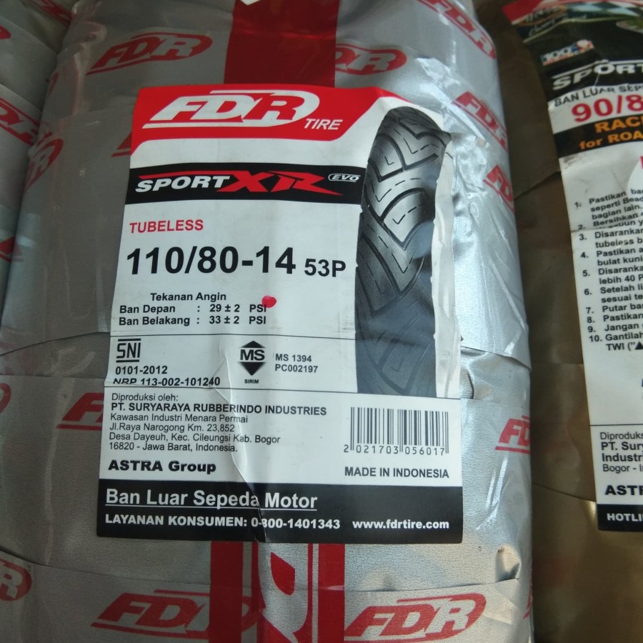 Ban FDR 110/80-14 SPORT XR TUBELESS