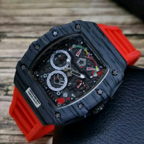 Jam Tangan Pria RM Richard Mile MCLARENN Crono Aktif Tali Rubber Warna Merah - RM02810
