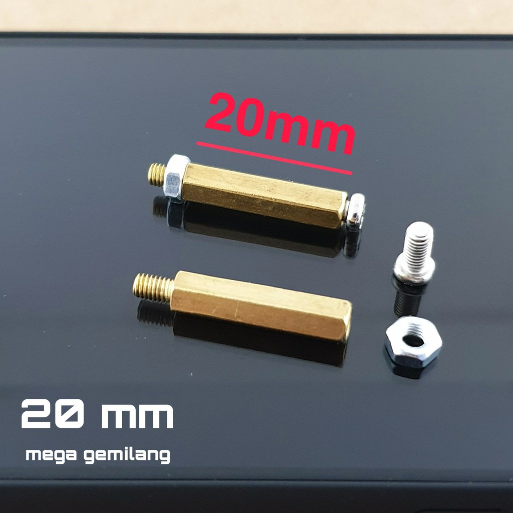 [ 100 set ] Spacer pcb 20 mm kuningan / kaki tiang pcb - Kuningan