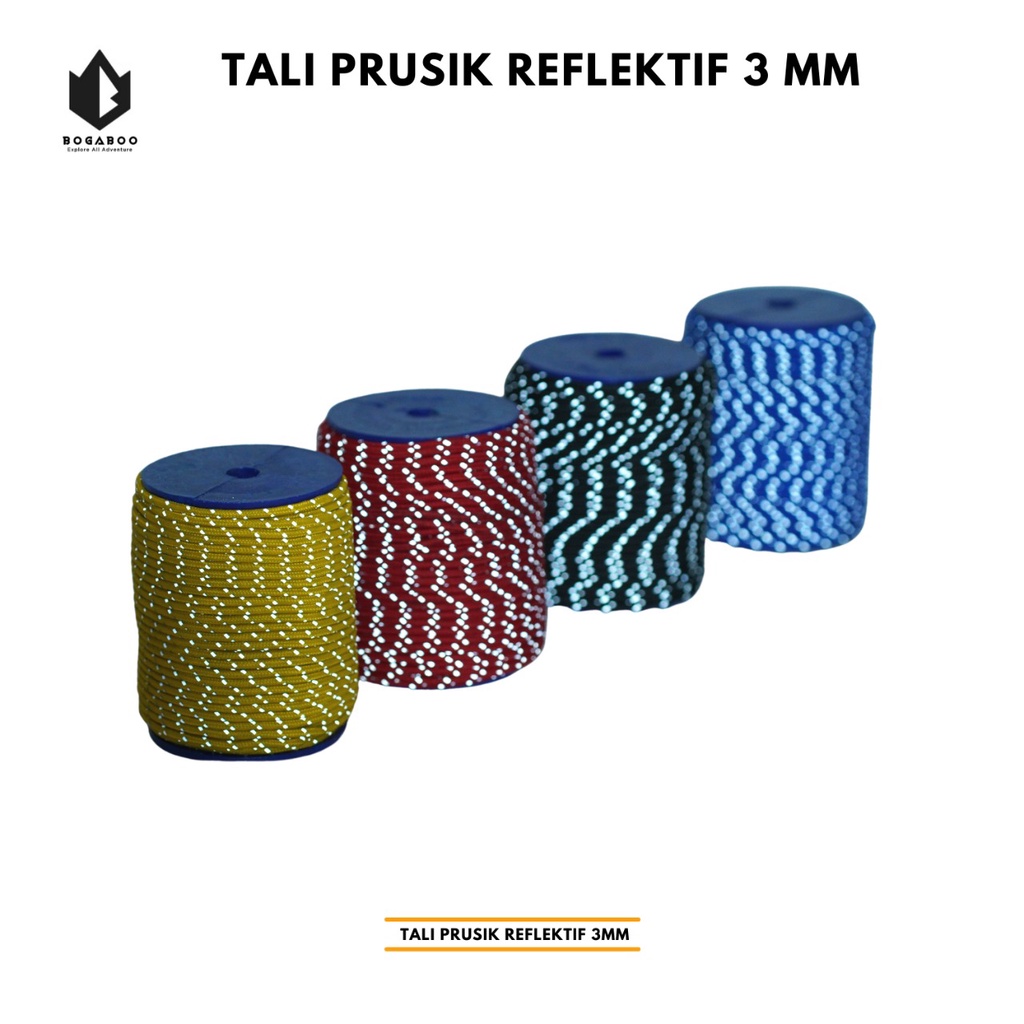 (COD KUY) TALi PERUSIK REFLEKTIF 3 MM - tali prusik reflective - tali perusik nyala - tali tenda outdoor - TALI REFLEKTIF ULTRALIGHT 1 ROLL