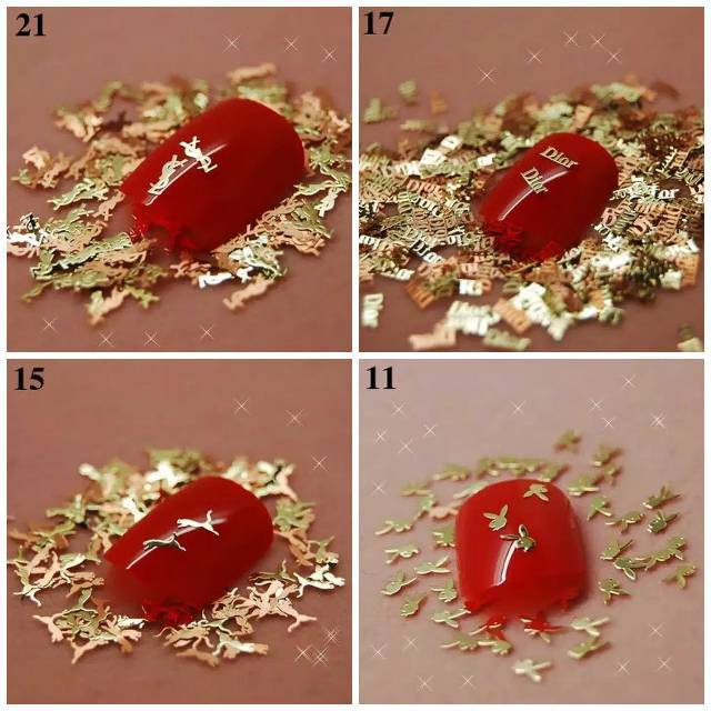 Nail art 3D hiasan kuku 3D merk logo Gold Import metal hiasan slime scrapbooking