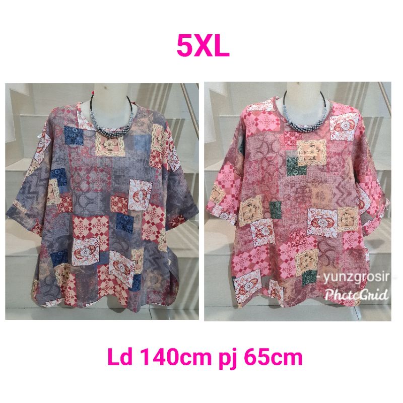 Blouse Brukat dan Kaos Bunga Import Jumbo XL-5XL-8