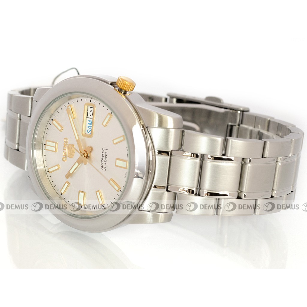 Seiko 5 SNKK09K1 Automatic Gold Tone on Silver | Jam Pria SNKK09