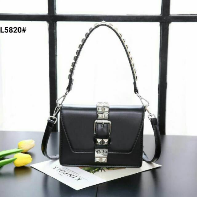Fashion Prada Studded Belt Flap Bag