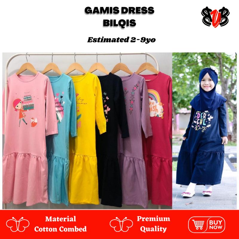 BVB BILQIS (2-8th) Gamis Dress Anak Perempuan Pakaian Muslim Girl Baju Terusan Cewek