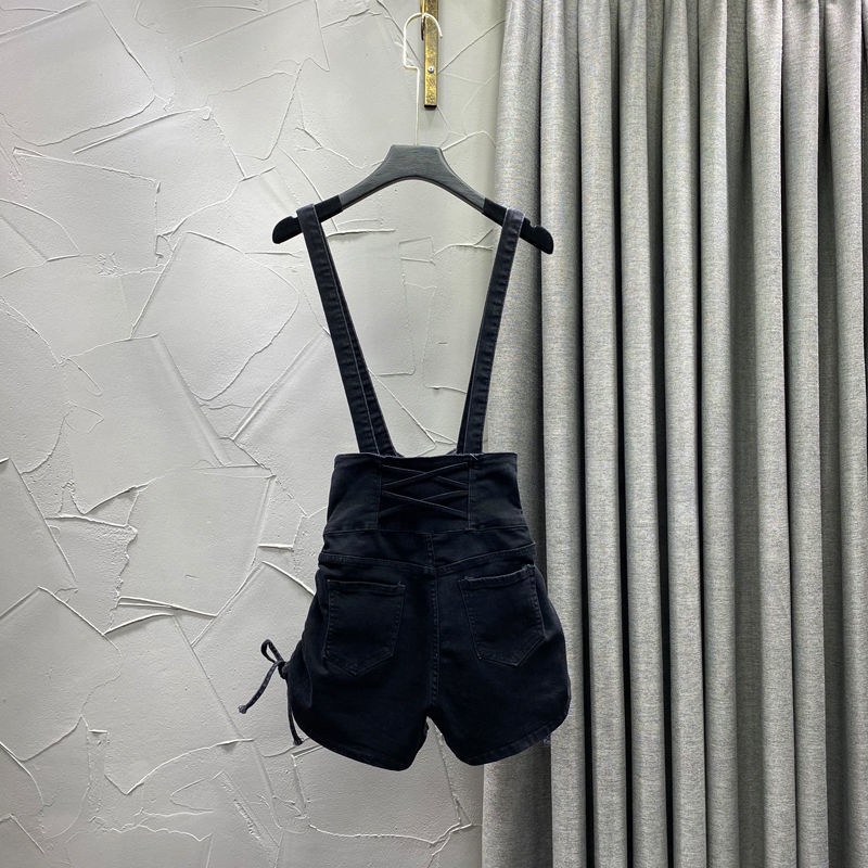 Celana pendek denim overall wanita hot girl musim panas mode baru pinggang tinggi slim slim a-line b