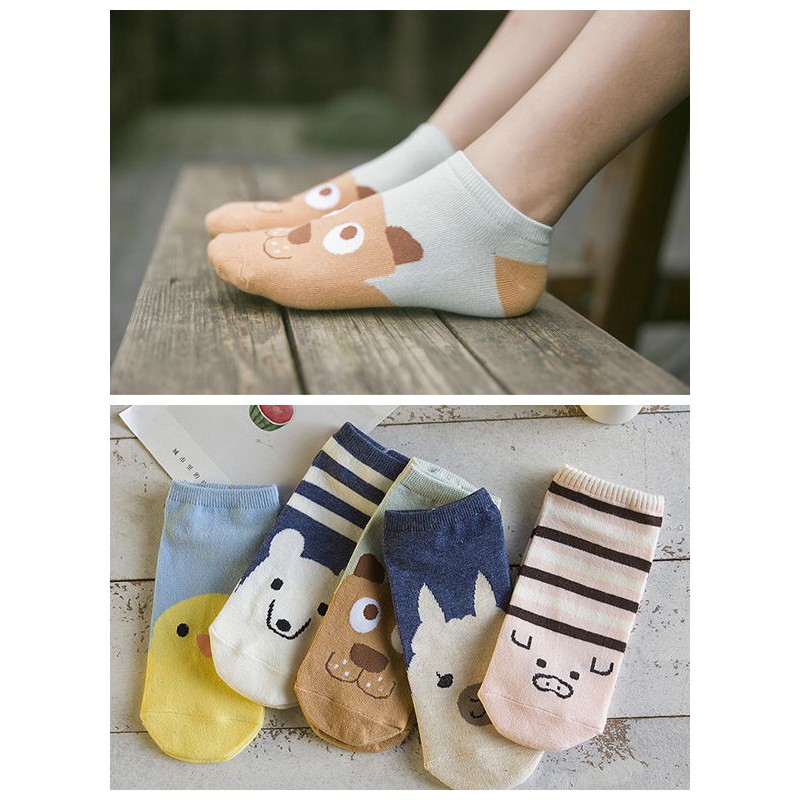 Kaos Kaki Karakter Lucu Wanita , Kaos Kaki Emot Bear , Pig , Cow D1217