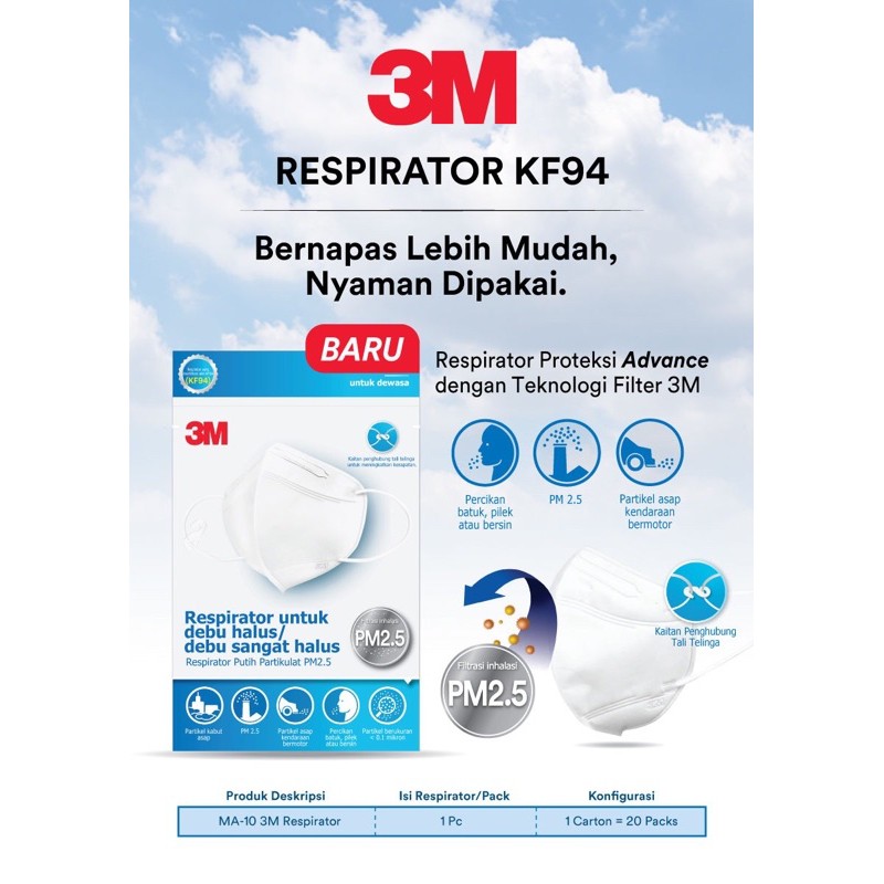 Masker KF94 3M Masker Hijab Nexcare Respirator KF 94 MA-10 ORI baru