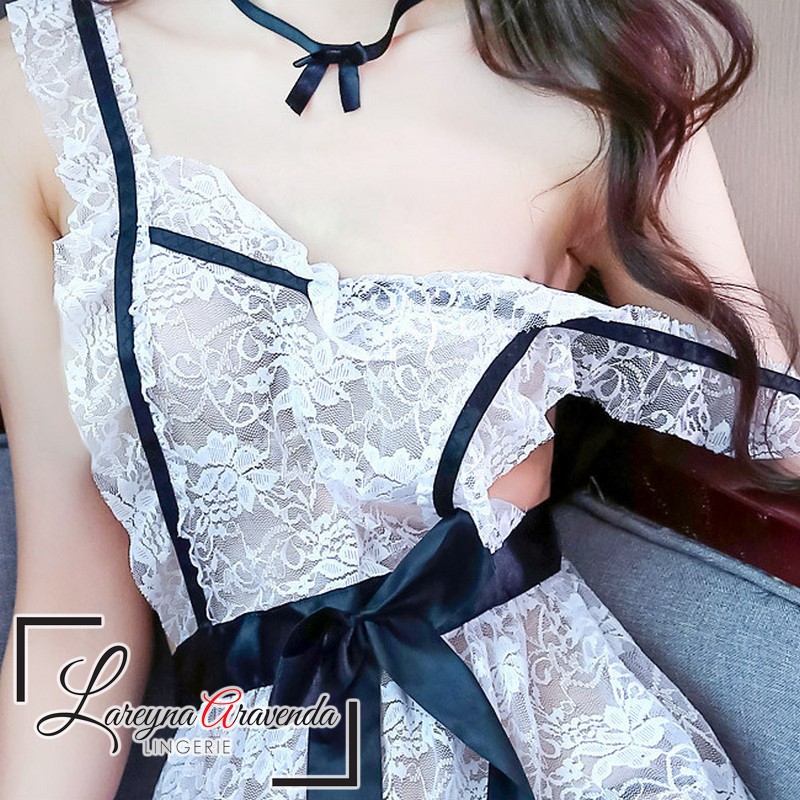 Set Lingerie Seksi & G String & Bando Model Cosplay Maid Pita LG086-XL Bando
