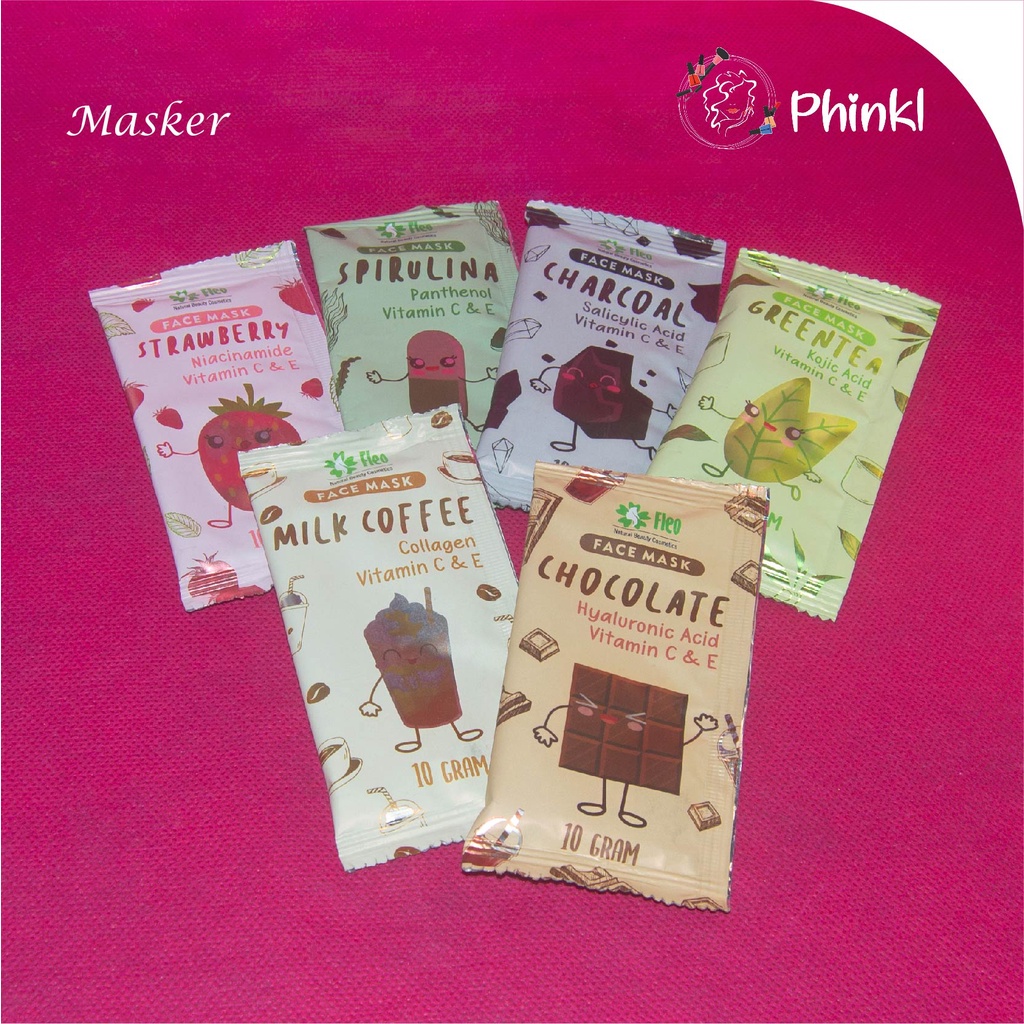 `ღ´ PHINKL `ღ´ Masker organik wajah bubuk Fleo face mask organik untuk jerawat komedo gelatin