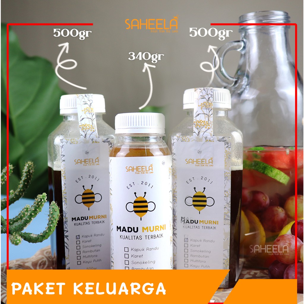 

PAKET KELUARGA Original Madu Murni Sahela [500+500 & 340 Gr ] asli Raw Honey 100 %Quality Royaldates