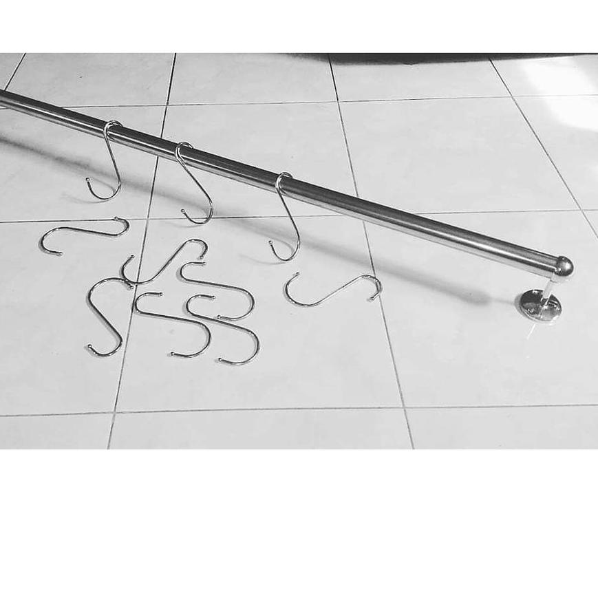 ○ Rak Gantungan Dapur Stainless Rel Dapur Stainless Gantungan Panci ♥