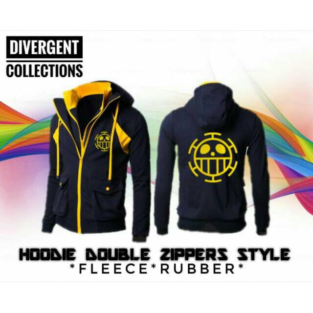 Jaket anime one piece trafalgar double zipper