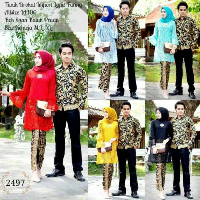 Batik Couple 2497 Tunic Brokat Lapis  Lapis Furing