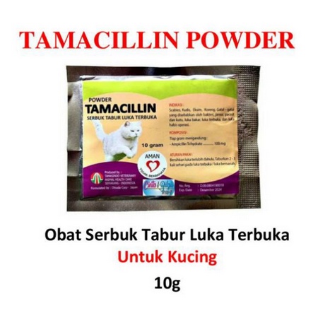 Tamacillin Powder 10g Obat Luka Terbuka Serbuk Tabur Kucing Cat